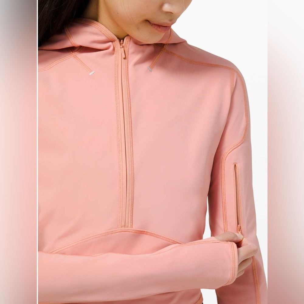 Lululemon Break a Trail 1/2 Zip Hoodie Pink Pastel Sz 8 - Picture 3 of 12